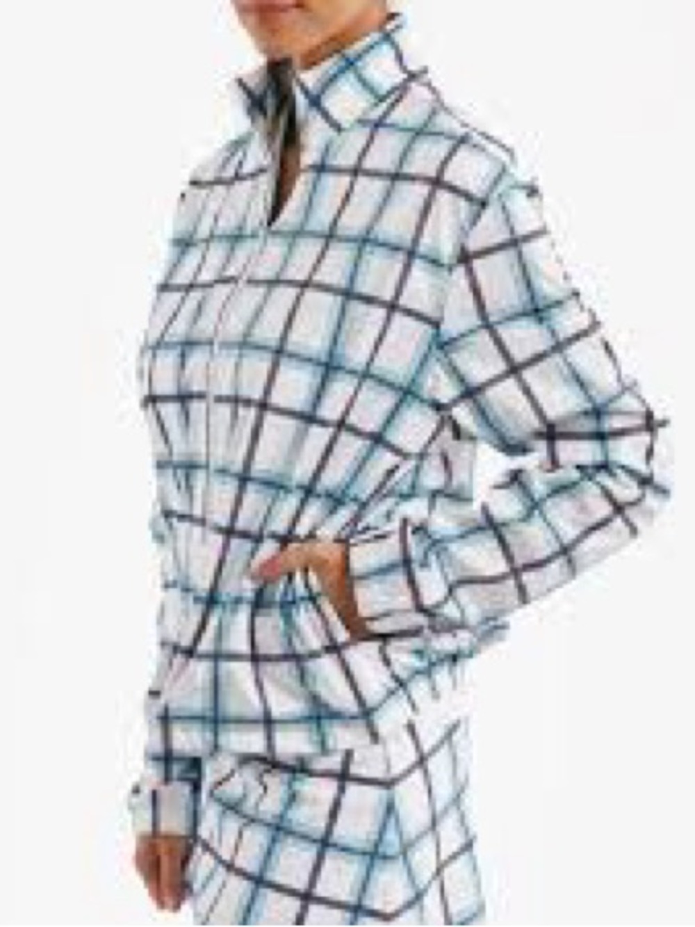 Smith & Quinn Weezie Windbreaker Women Large Club Plaid NWT Blue White Jacket